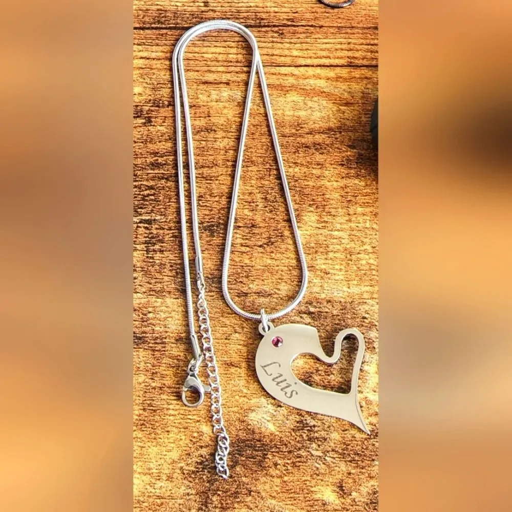 3 for $18 LUIS Silver Name Heart Necklace NWOT